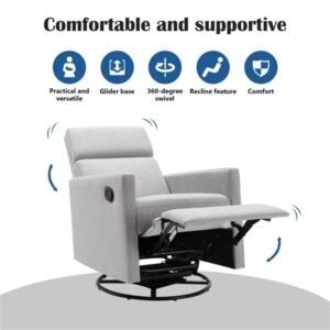Alternative view of Modern Upholstered Rocker Nursery Chair Plush Seating Glider Swivel Recliner Chair, Gray